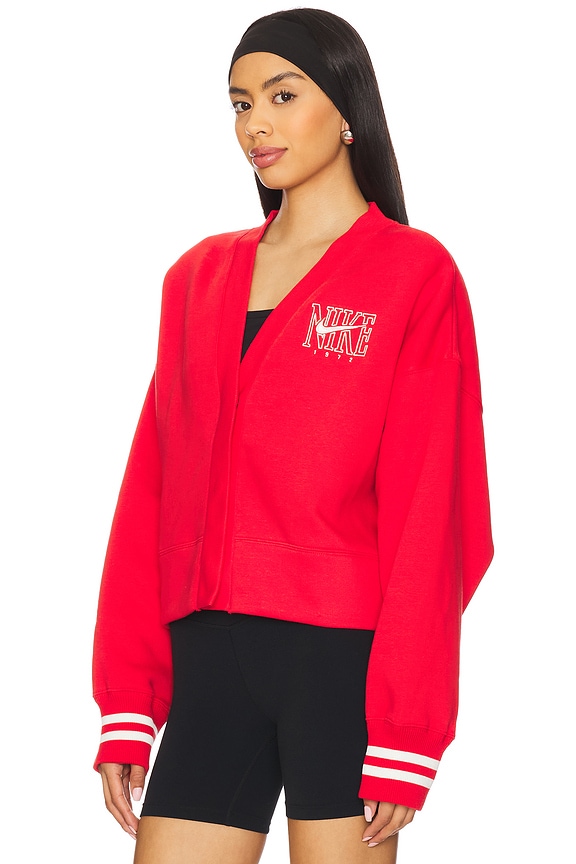 view 2 of 4 Over-Oversized Graphic Cardigan in University Red