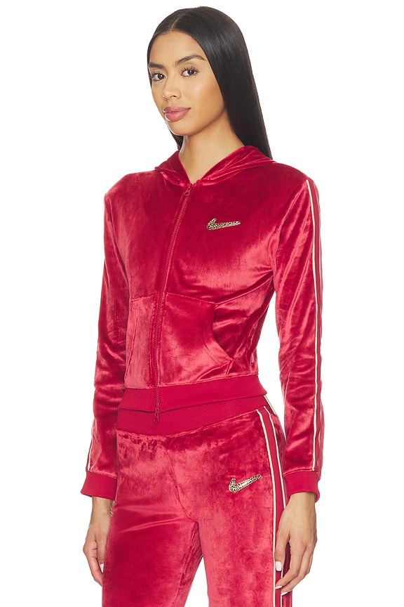 view 1 of 6 Velour Full Zip Hoodie in Team Crimson