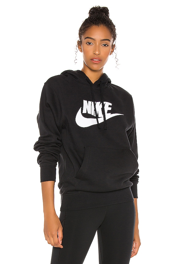 Nike NSW Club Pullover Hoodie in Black & White | REVOLVE
