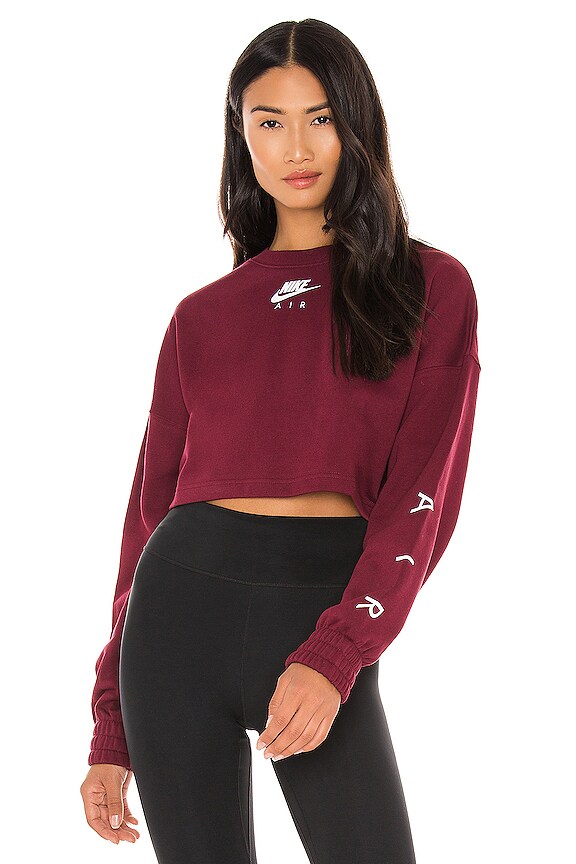 view 1 of 4 NSW Air Crop Fleece Sweatshirt in Dark Beetroot & White