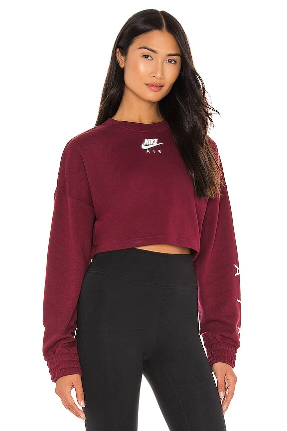 view 2 of 4 NSW Air Crop Fleece Sweatshirt in Dark Beetroot & White
