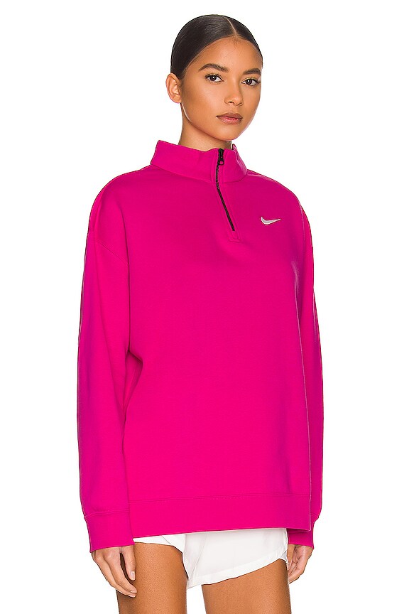 view 2 of 4 Essential Fleece Quarter Zip in Active Pink