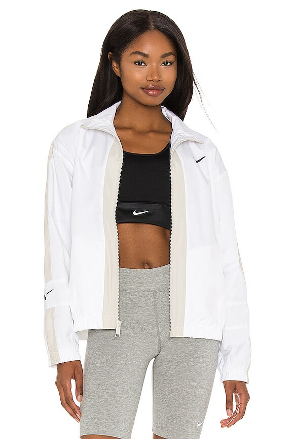 Nike NSW Statement Jacket in White & Light Bone | REVOLVE