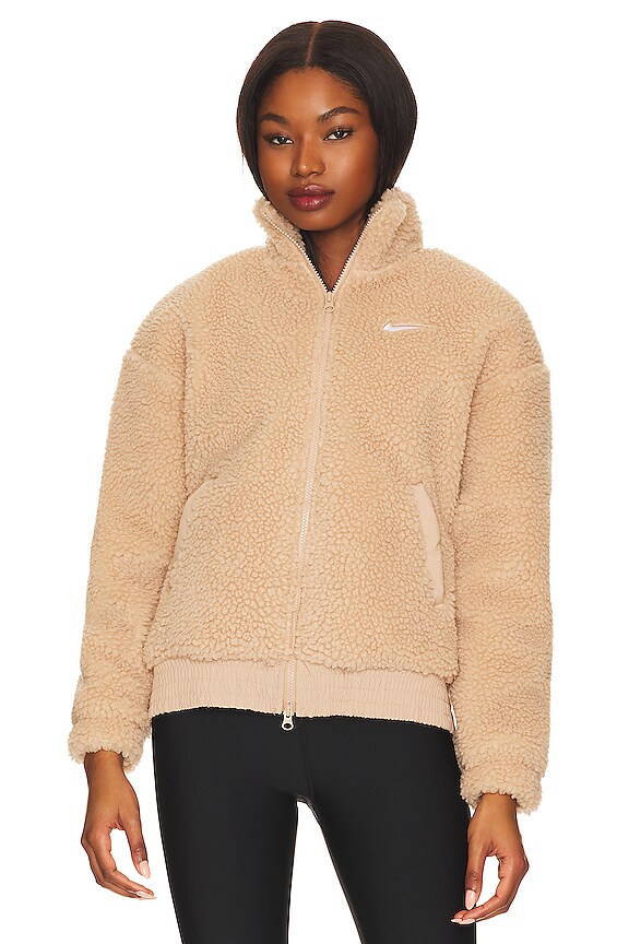 view 2 of 5 NSW Swoosh Plush Jacket in Hemp & White