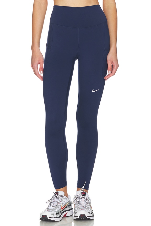 view 1 of 6 High Waisted 7/8 Leggings in Midnight Navy & White