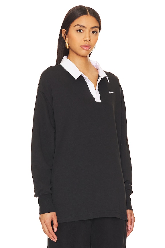 view 2 of 4 POLO DE MANGA LARGA ESSENTIAL in Black & White