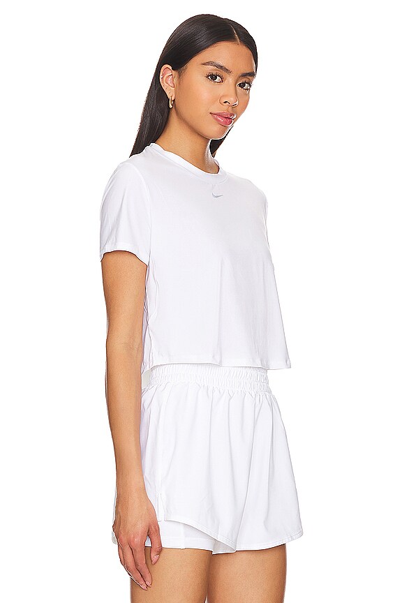 view 2 of 4 One Classic Short Sleeve Crop Top in White & Black