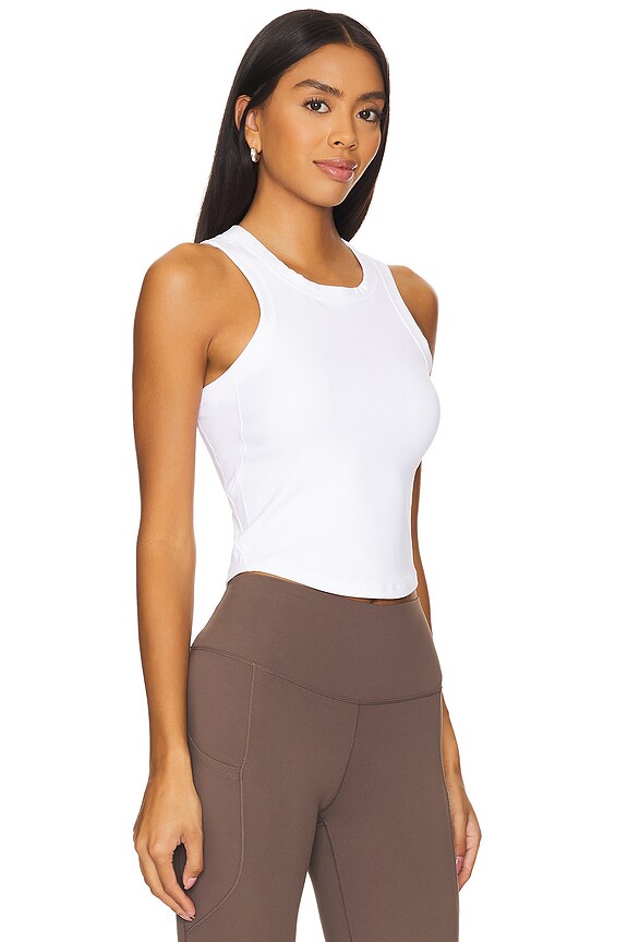 view 2 of 4 One Fitted Crop Tank in White & Black