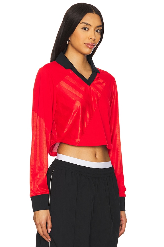view 2 of 4 Long Sleeve Crop Jersey in University Red & Black