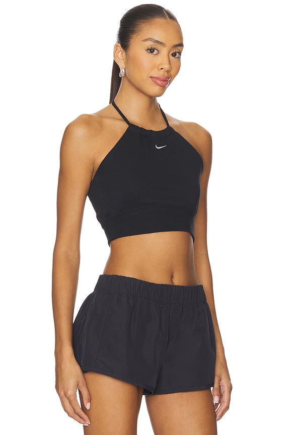 view 2 of 4 Slim Cropped French Terry Halter Top in Black & Sail