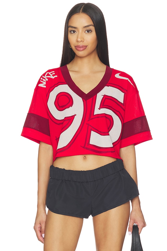 view 1 of 5 Crop Jersey in University Red, Team Red, & Chalk
