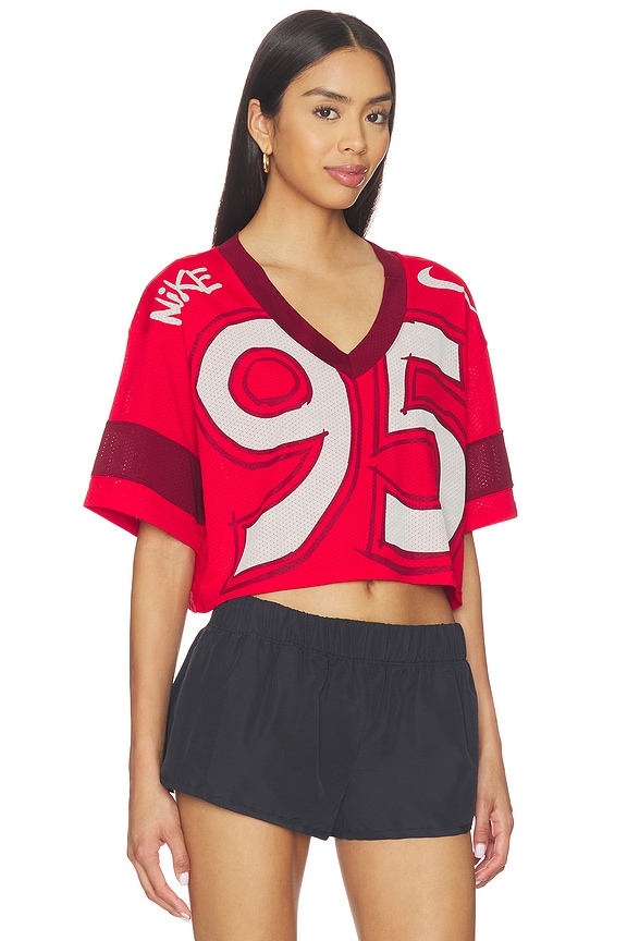 view 2 of 5 Crop Jersey in University Red, Team Red, & Chalk
