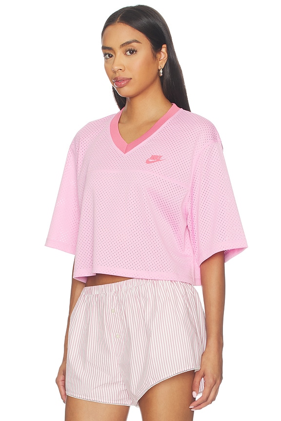 view 2 of 4 T-SHIRT CROPPED EN MAILLE MESH POUR FEMME WOMEN'S CROPPED MESH JERSEY in Pink Rise & Peony