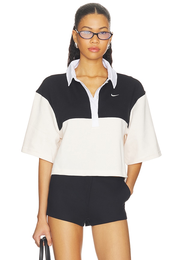 view 1 of 4 POLO À MANCHES COURTES POUR FEMME WOMEN'S SHORT-SLEEVE POLO TOP in Black & Sail