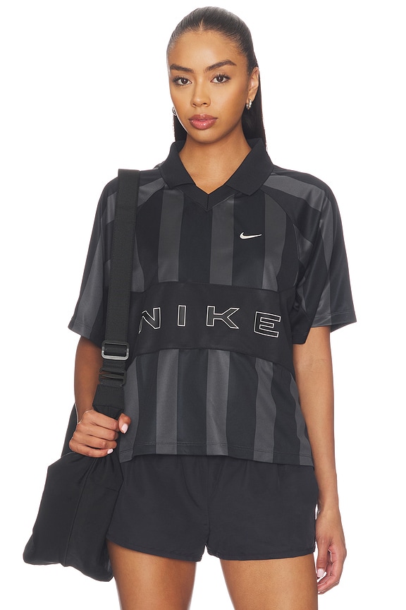 view 1 of 5 T-SHIRT RAYÉ OVERSIZED À MANCHES COURTES POUR FEMME WOMEN'S OVERSIZED SHORT-SLEEVE STRIPED JERSEY in Black