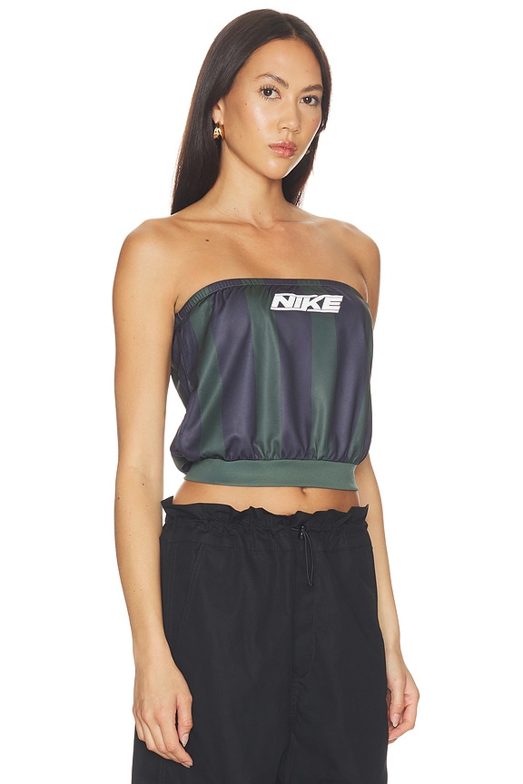 view 2 of 4 Striped Jersey Tube Top in Camo Green & Gridiron