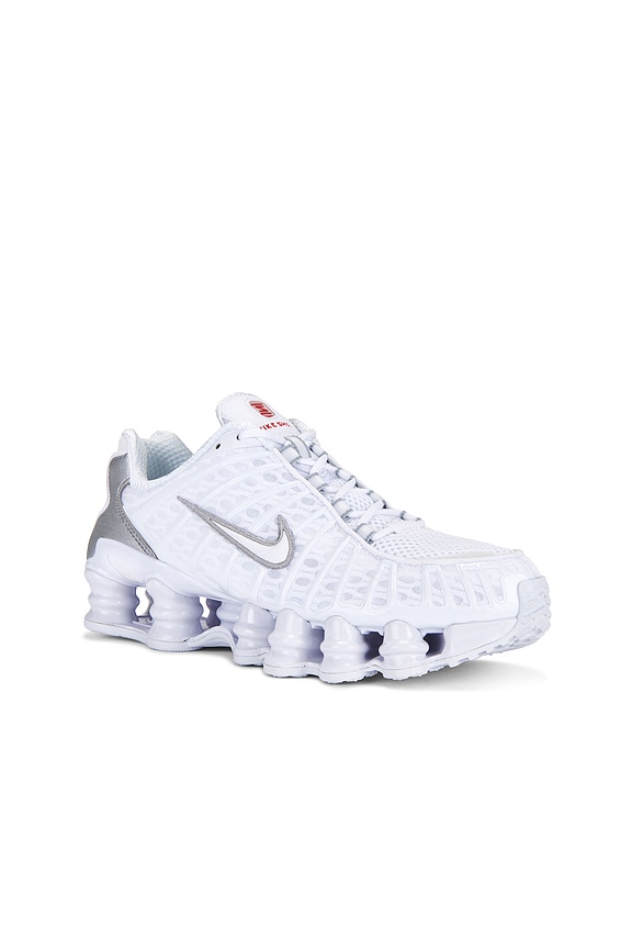 view 2 of 6 Shox TL Sneaker in White, Metallic Silver, & Max Orange