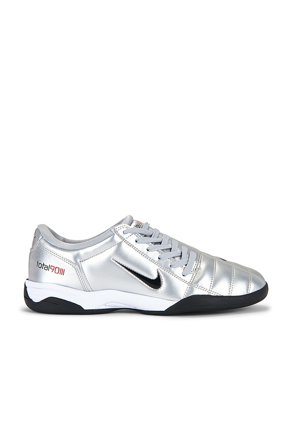 view 1 of 6 T90 Sneaker in Metallic Silver, Black & University Red
