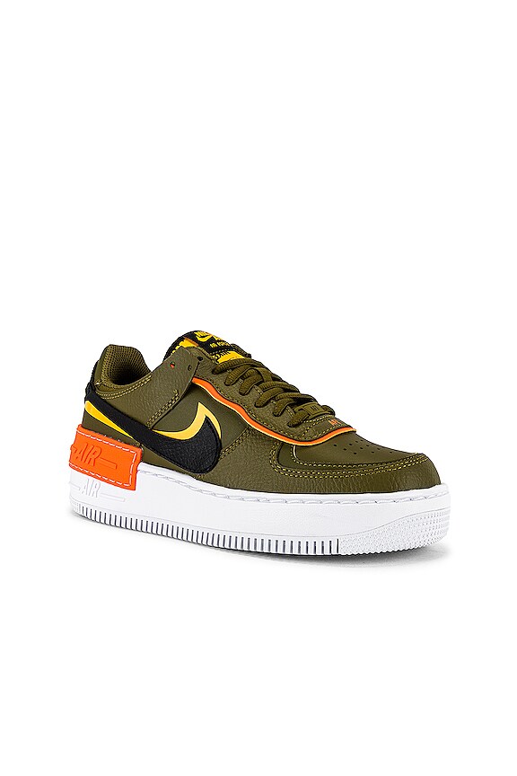 view 2 of 6 Air Force 1 Shadow Sneaker in Olive Flak, University Gold, Black, White & Total Orange