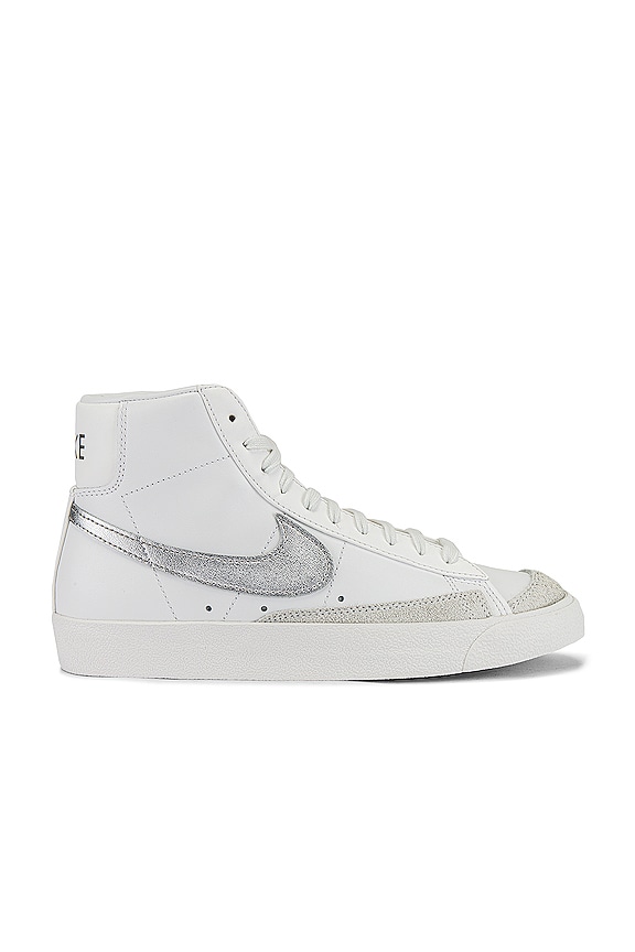 view 1 of 6 Blazer Mid '77 Sneaker in Summit White, Metallic Silver & Hyper Crimson