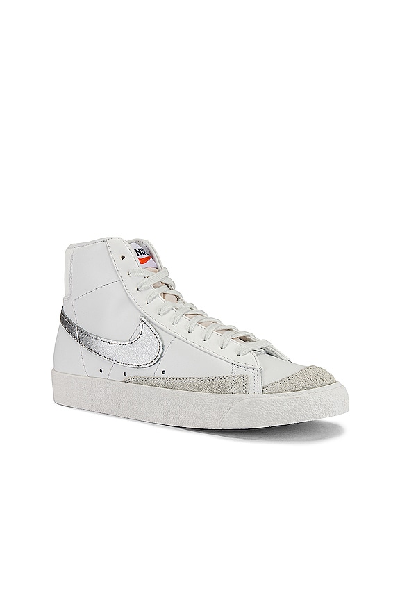 view 2 of 6 Blazer Mid '77 Sneaker in Summit White, Metallic Silver & Hyper Crimson