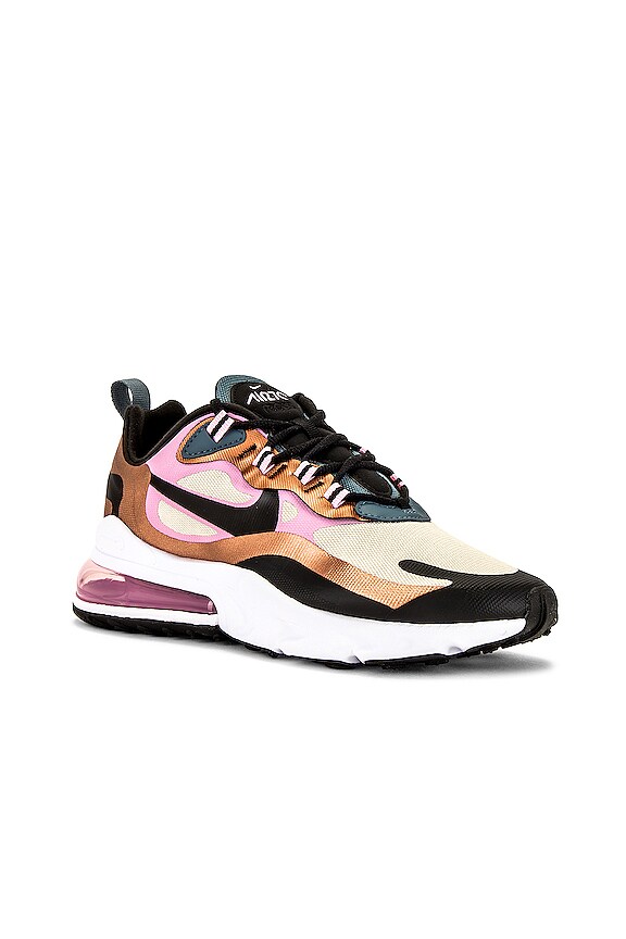 view 2 of 6 Air Max 270 React Sneaker in Light Orewood Brown, Black, Metallic Copper, Ozone Blue, Light Arctic Pink & Healing Orange