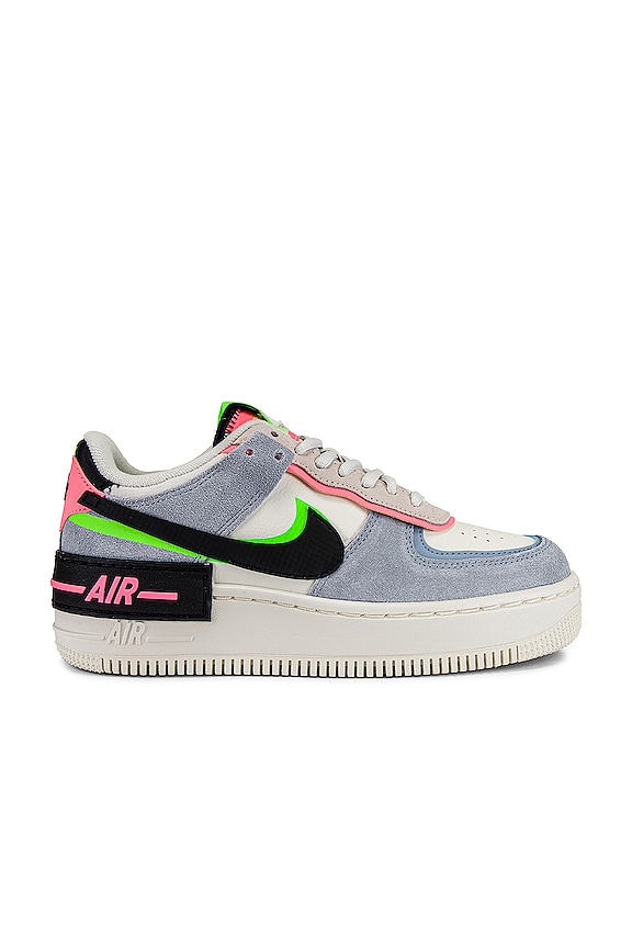 view 1 of 6 Air Force 1 Shadow Sneaker in Black, Sunset Pulse, Lt Armory Blue & Electric Green