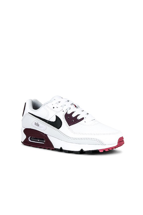 view 2 of 6 Air Max 90 Sneaker in White, Black, & Dark Beetroot