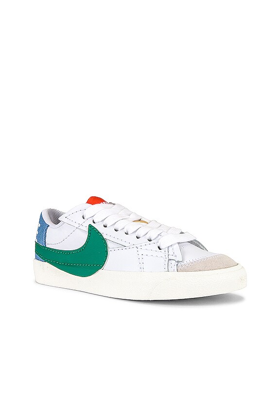 view 2 of 6 Blazer Low '77 Jumbo Sneaker in White, Malachite, University Blue, Sanded Gold, Sail, & Team Orange