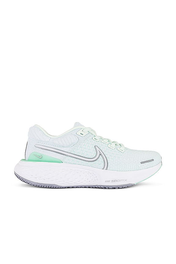 view 1 of 6 ZoomX Invincible Run Flyknit 2 Sneaker in Barley Green, White, & Metallic Silver