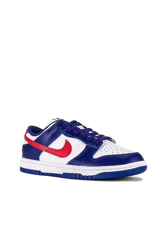 view 2 of 6 Dunk Low Sneaker in White, Universal Red, & Deep Royal Blue