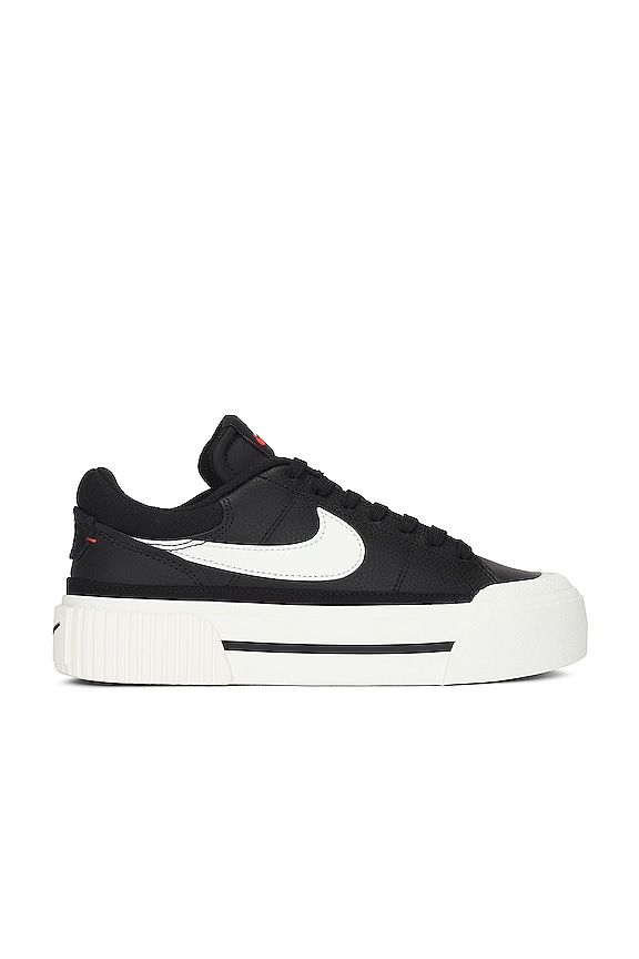 Nike Court Legacy Lift Sneaker in Black, Sail, & Team Orange | REVOLVE