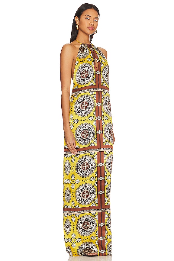 view 2 of 3 Rigel Scarf Dress in Scarf Print Yellow
