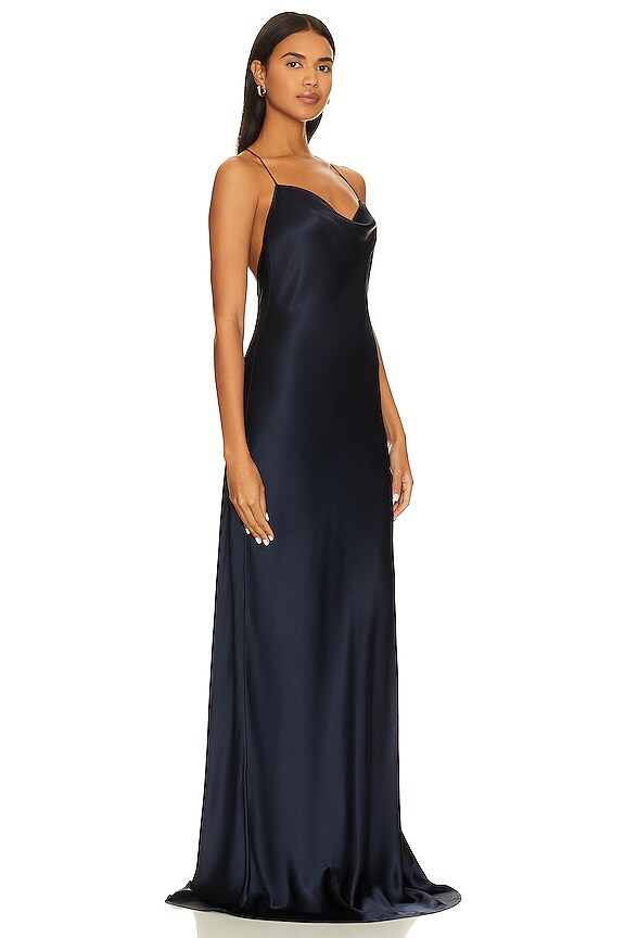 view 2 of 3 ROBE DE SOIRÉE EN SOIE MARIANNE in Dark Navy