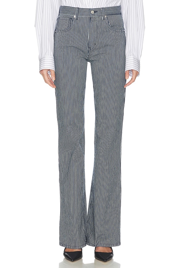 view 1 of 6 Celia Striped Jean in Railroad Stripe Rinse
