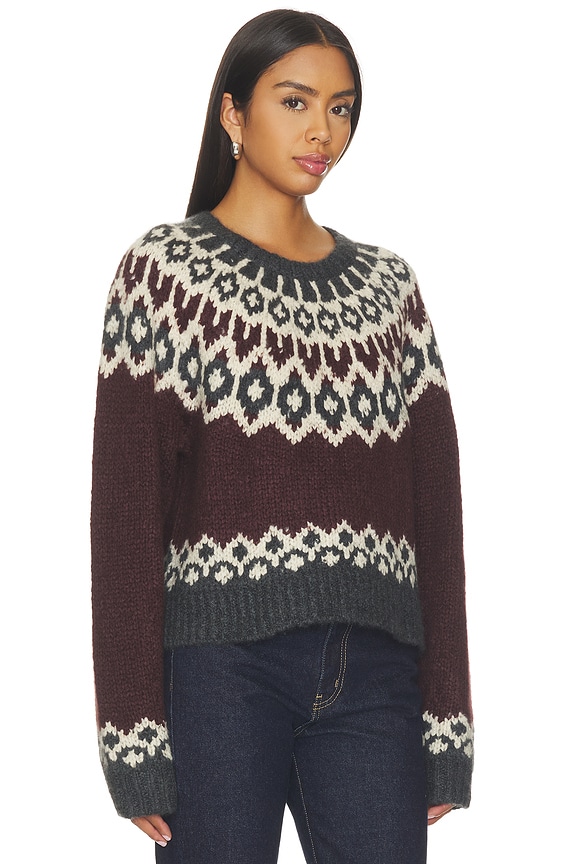 view 2 of 4 PULL FAIR ISLE ISALINE  in Burgundy Fairis