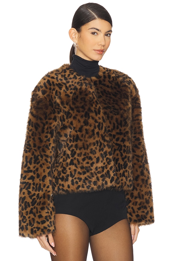 view 2 of 4 BLOUSON EN MOUTON RETOURNÉ ELAN in Camel Leopard