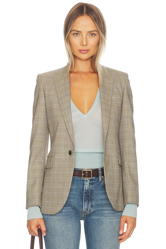 view 1 of 6 Anabel Tailored Jacket in Grey & Ochre Check