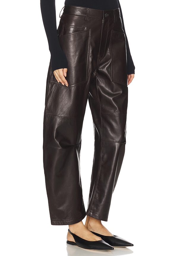 view 2 of 6 PANTALON EN CUIR SHON in Dark Brown