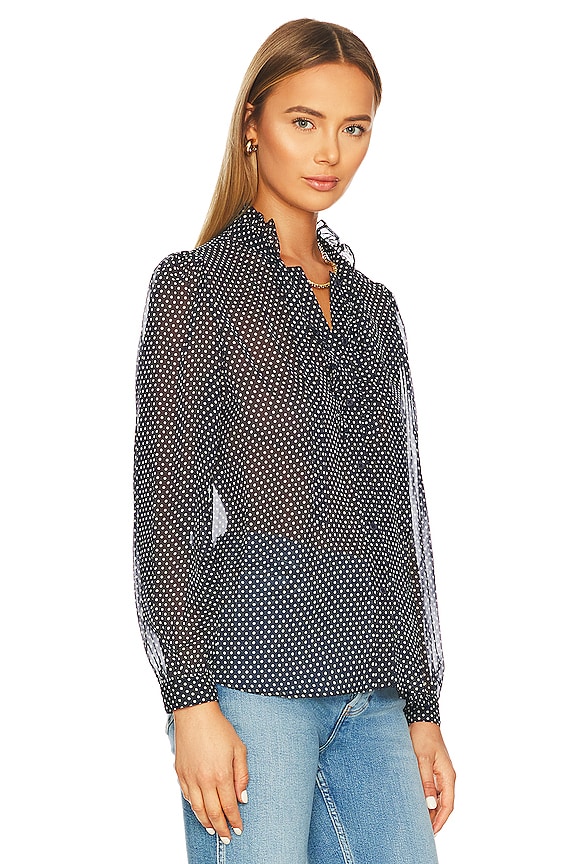 view 2 of 4 MEIRA 셔츠 in Navy & Ivory Dots