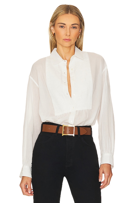 view 1 of 4 Daniel Voile Tuxedo Shirt in Ivory