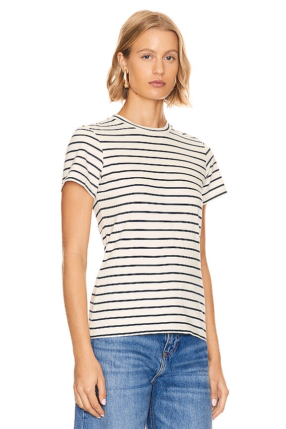 view 2 of 4 MARIELA クルーネックTシャツ in Navy & Ivory Stripe