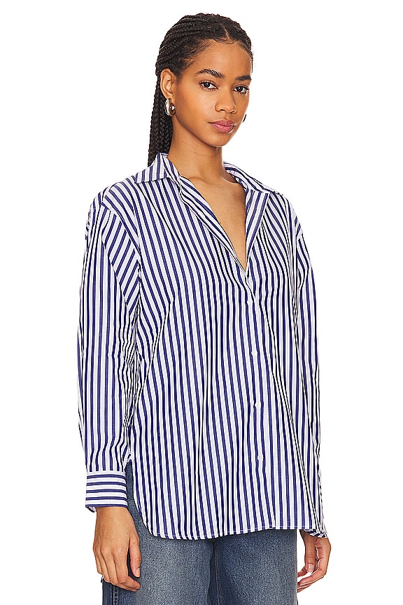 view 2 of 4 CAMISA YORKE in Large Dark Navy & White Stripes
