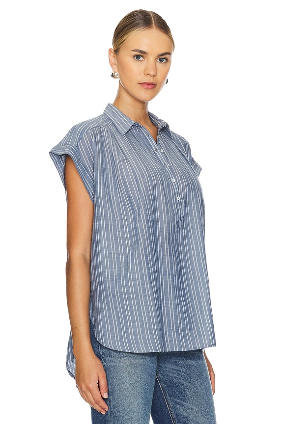 view 2 of 5 Normandy Blouse in Navy & Ivory Stripe