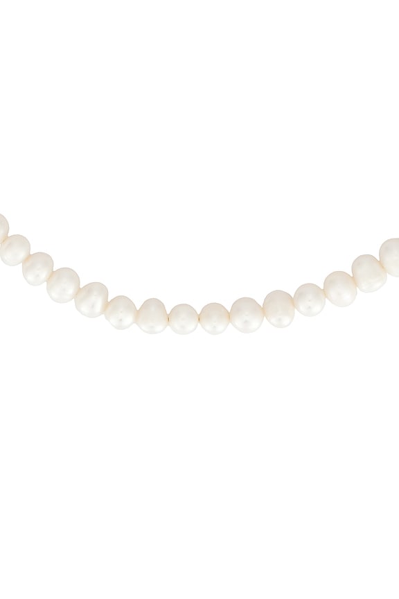 view 2 of 3 Panther Head Lock Pearl Necklace in Silver & White