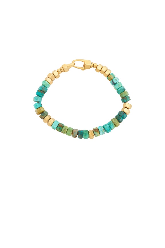 view 2 of 3 Hexagon Beaded Bracelet in Turquoise & Gold