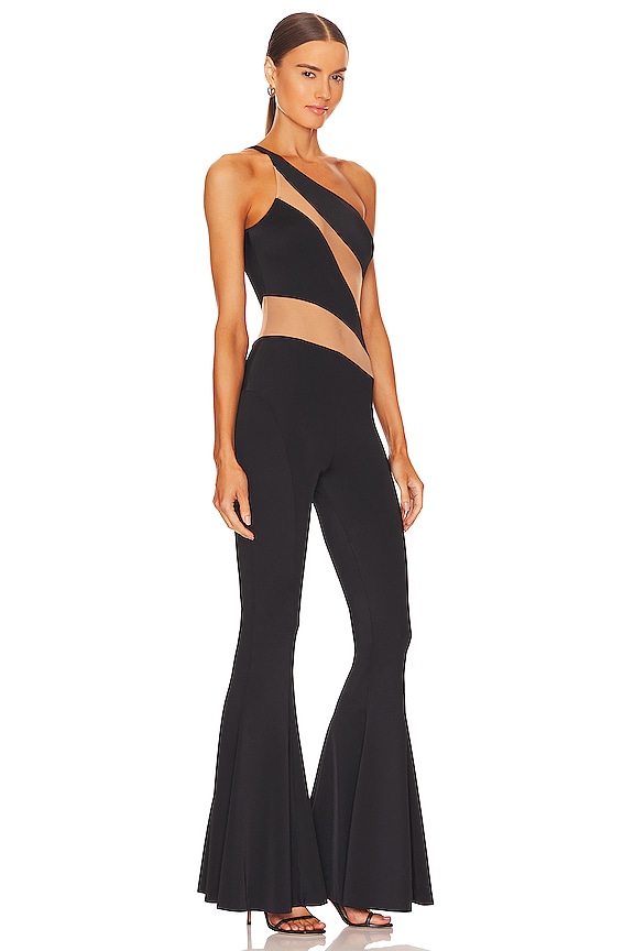 view 2 of 4 Snake Mesh Fishtail Jumpsuit in Black & Nude Mesh