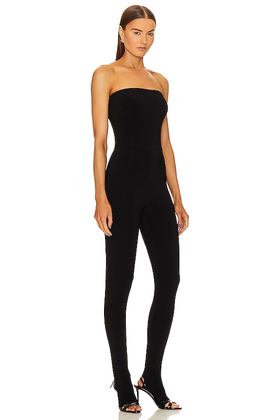 view 2 of 4 Strapless Catsuit With Footie in Black