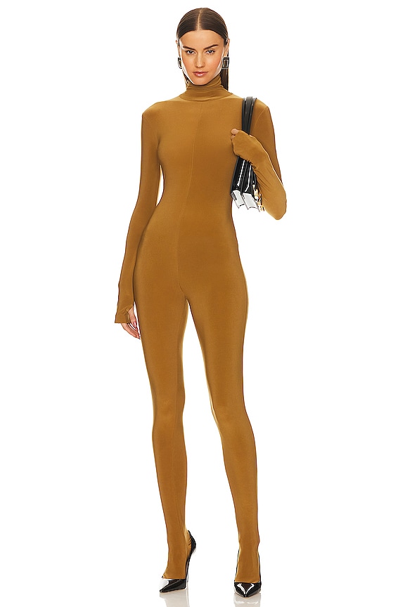 view 1 of 4 Slim Fit Turtle Catsuit With Footsie in Woods