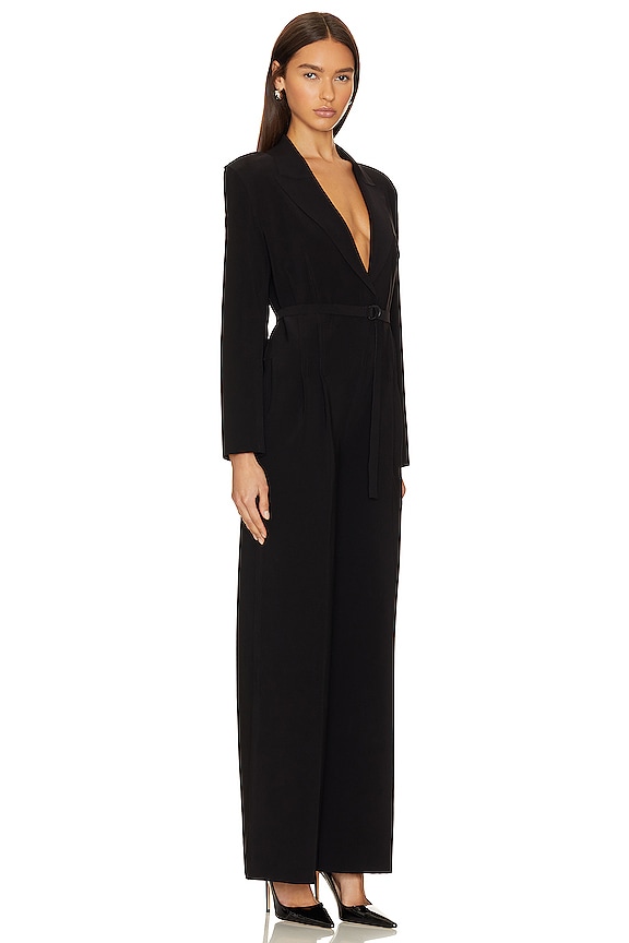 view 2 of 3 Single Breasted Straight Leg Jumpsuit in Black